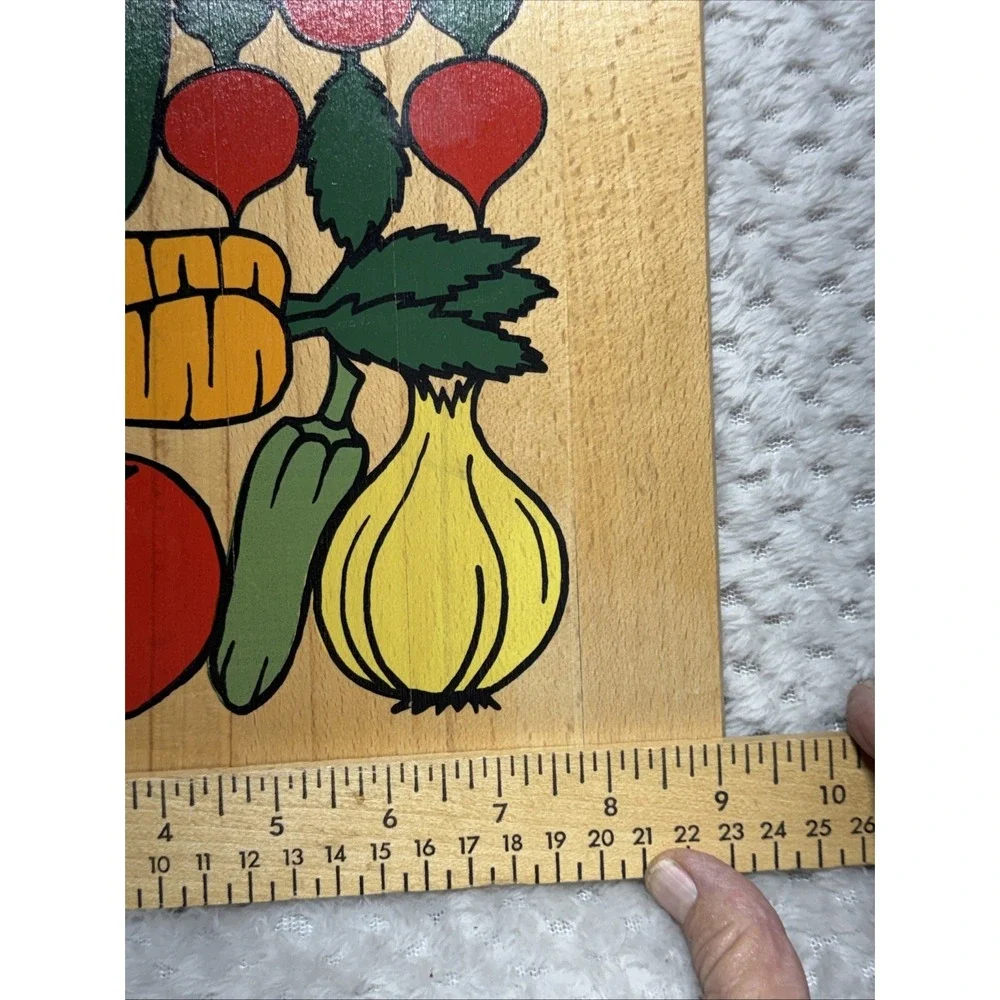 Nevco Hand Painted Wood Cutting Board Grandma 16x9 Vtg Decor Vegetables